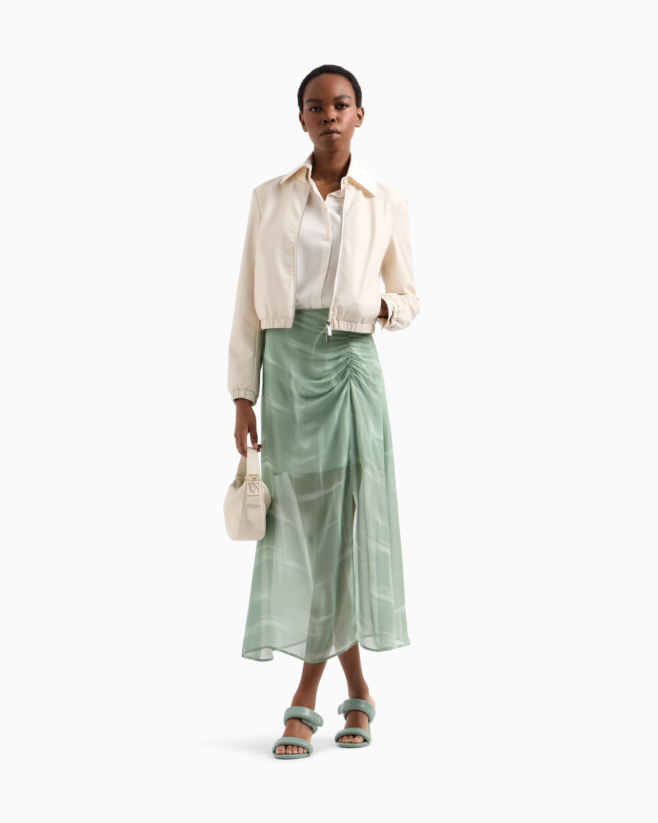 Draped Chiffon Midi Skirt Slide 1
