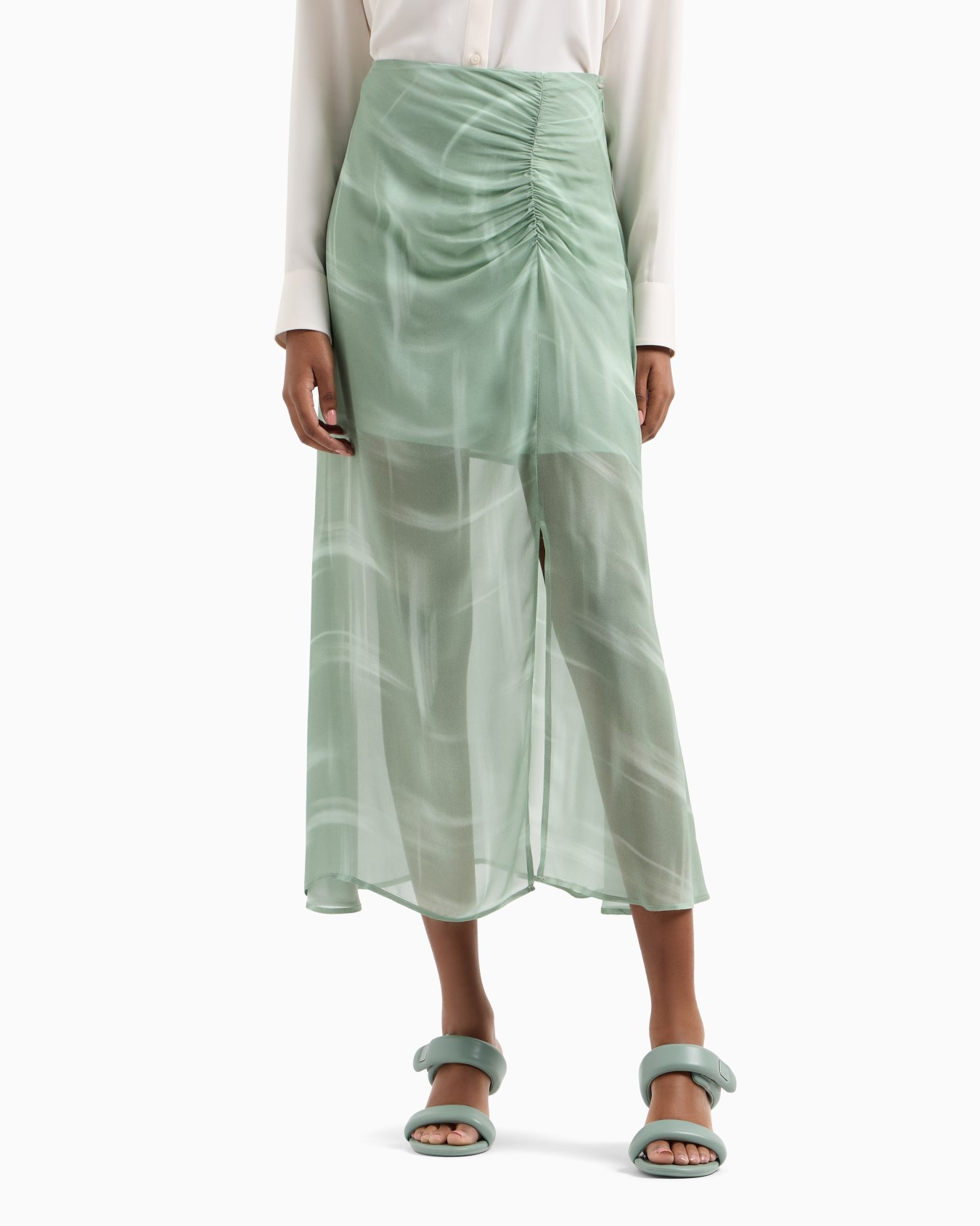 Draped Chiffon Midi Skirt Slide 3