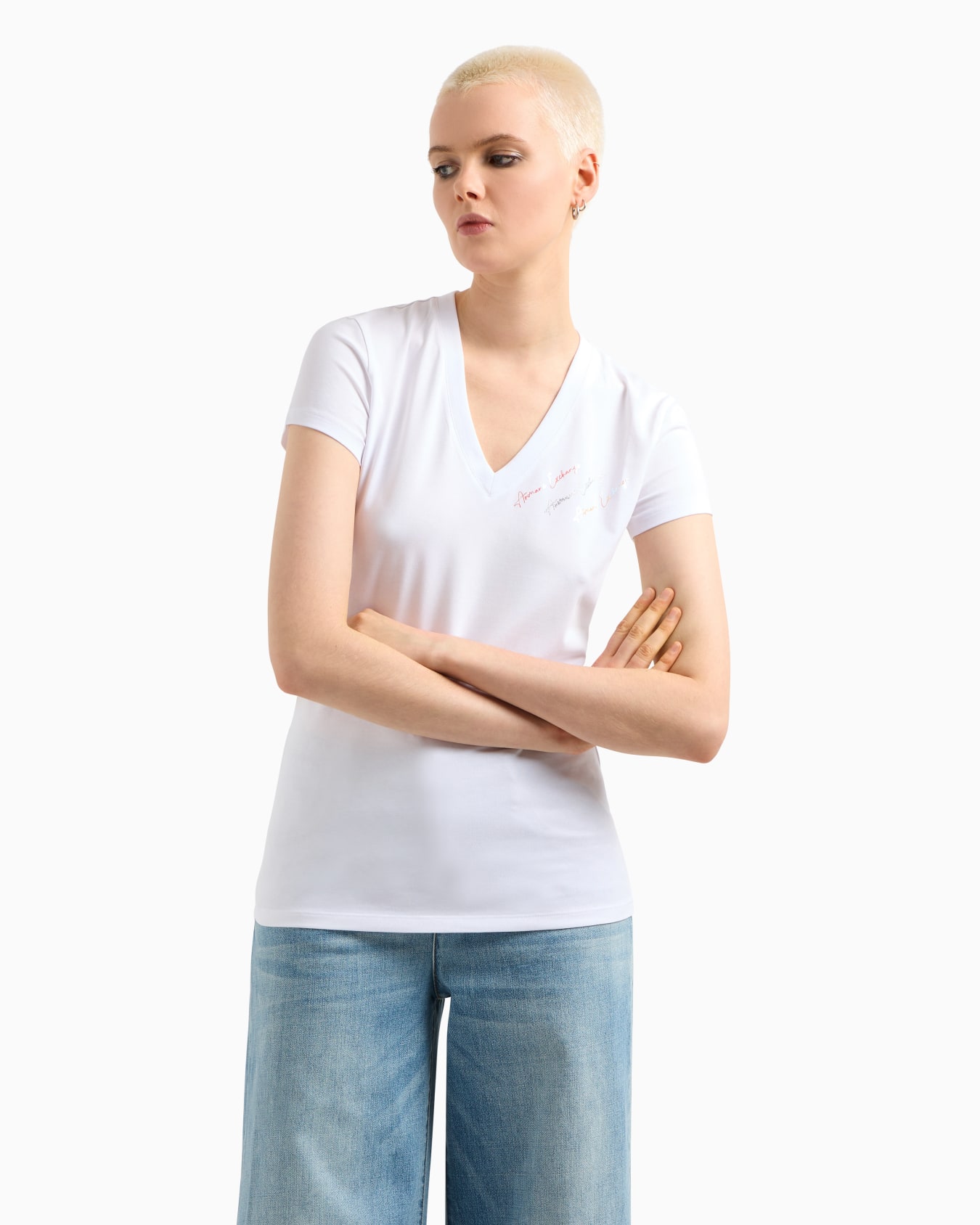 Slim fit T-shirt with signature logo Slide 3