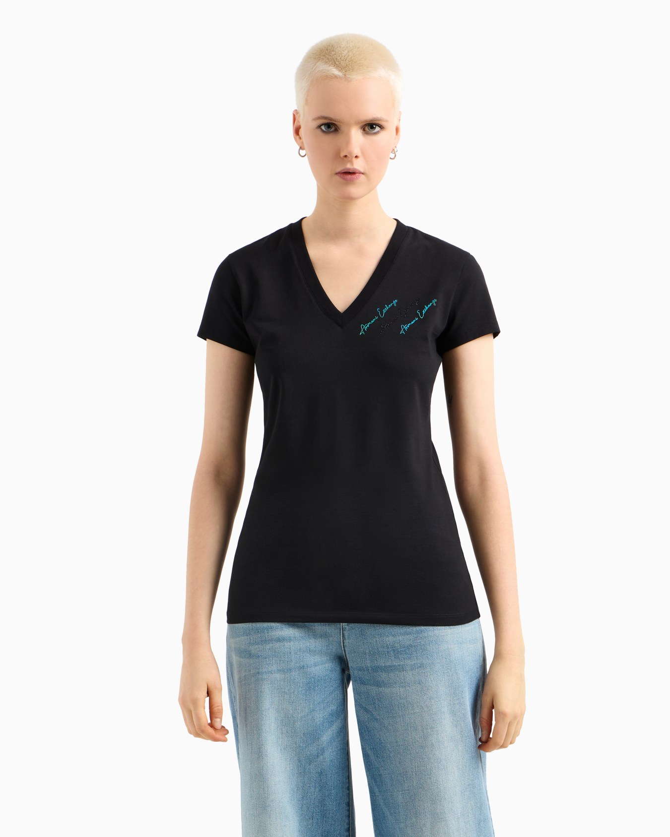 Slim fit T-shirt with signature logo Slide 3