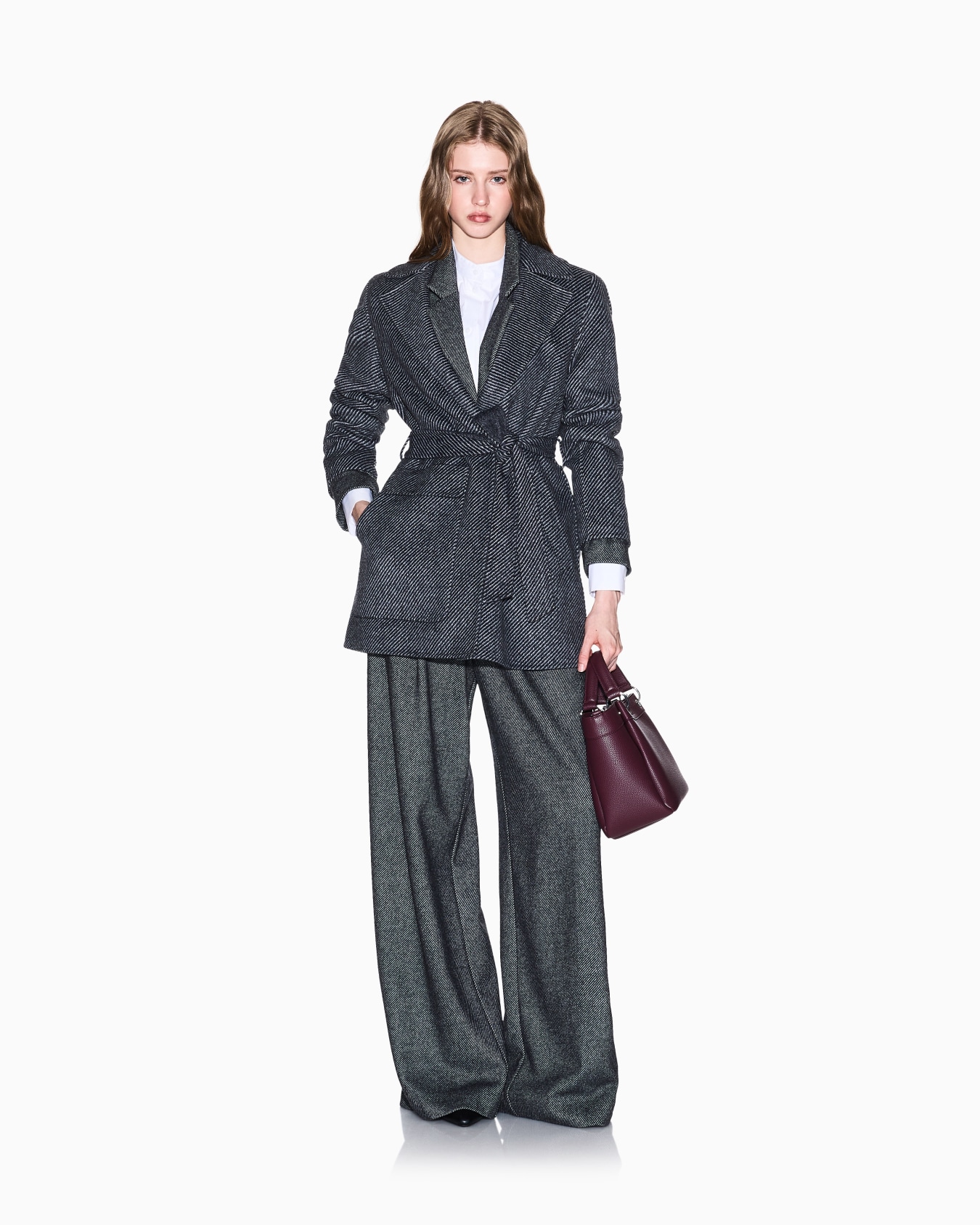 Caban with herringbone belt Slide 1