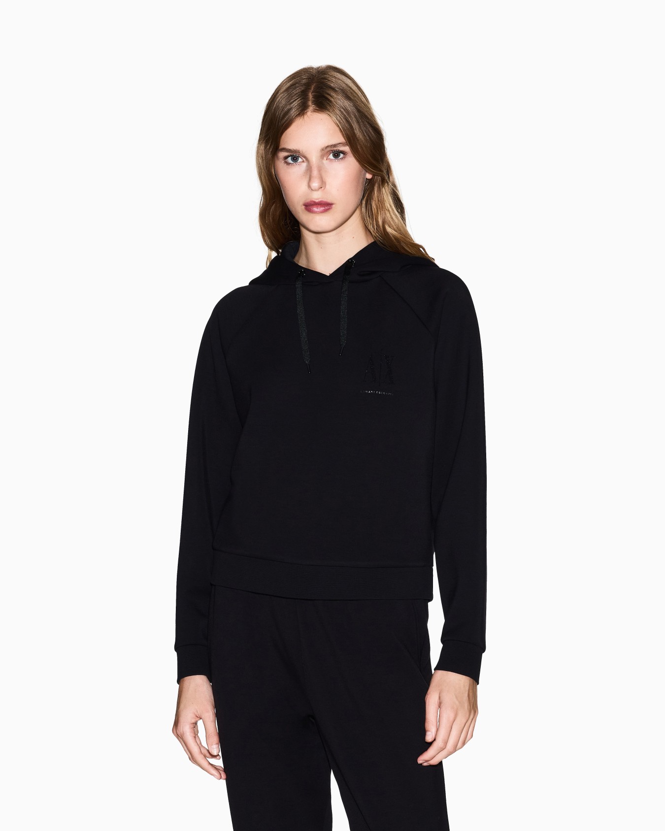 Felpa cropped con cappuccio e logo Slide 3