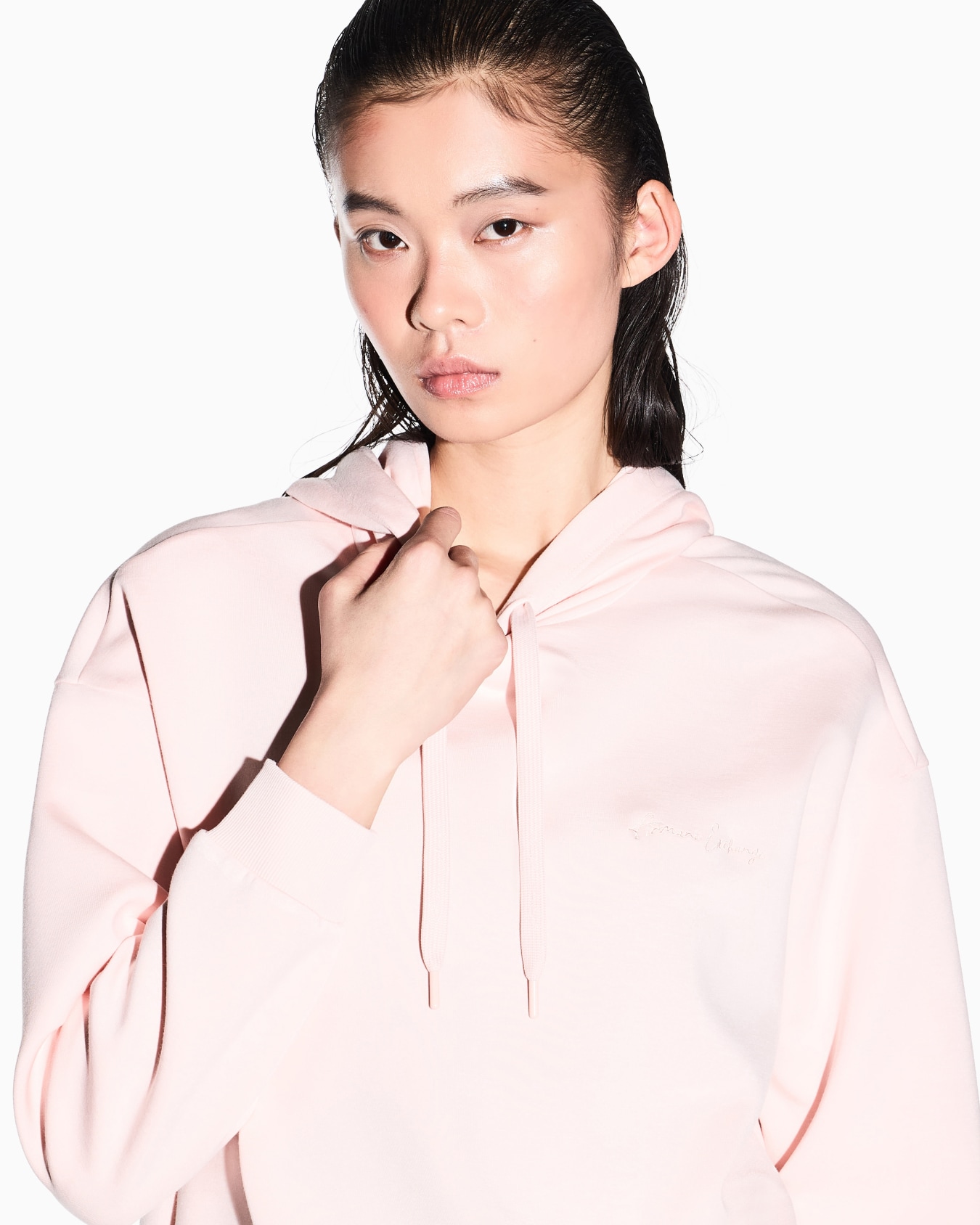 Felpa con cappuccio in scuba con logo lettering Slide 4