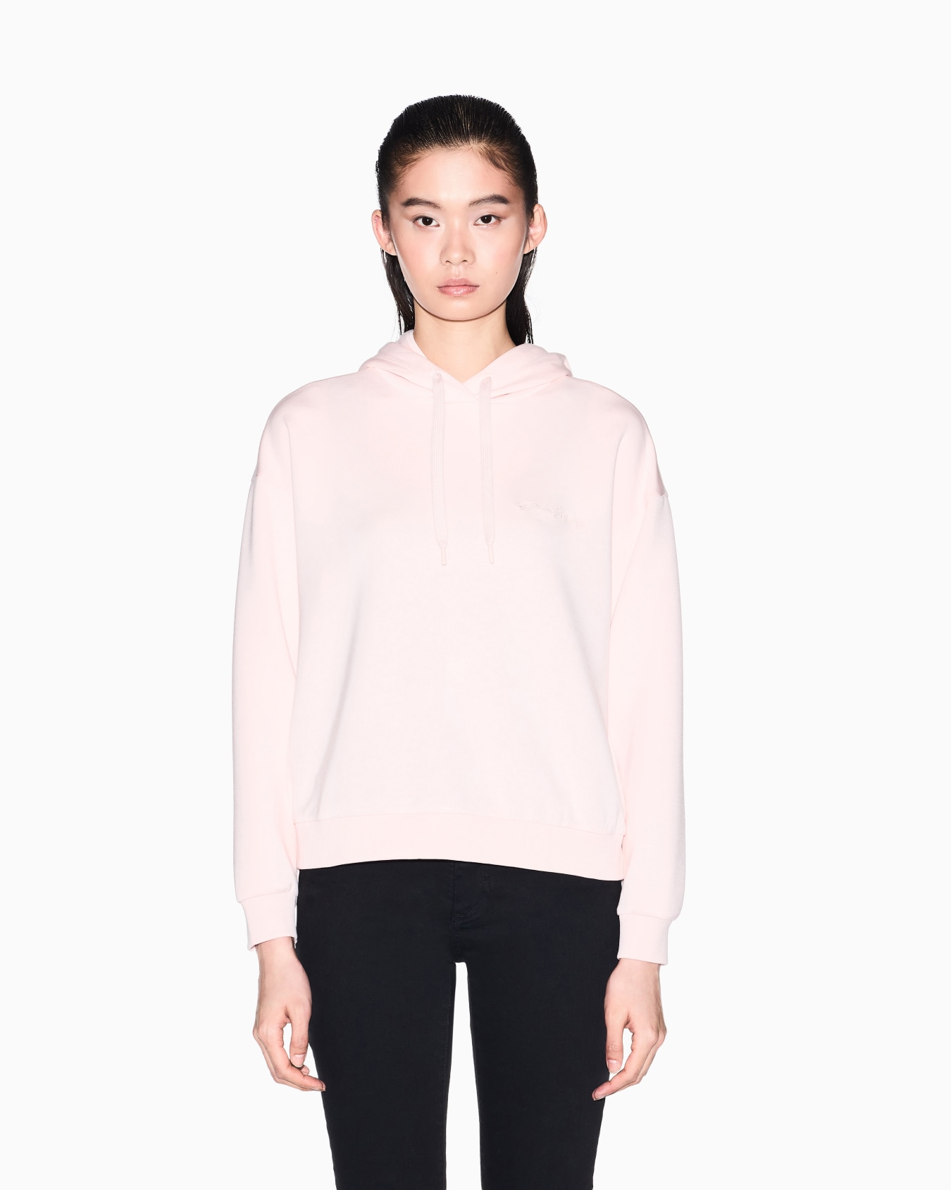 Felpa con cappuccio in scuba con logo lettering Slide 2