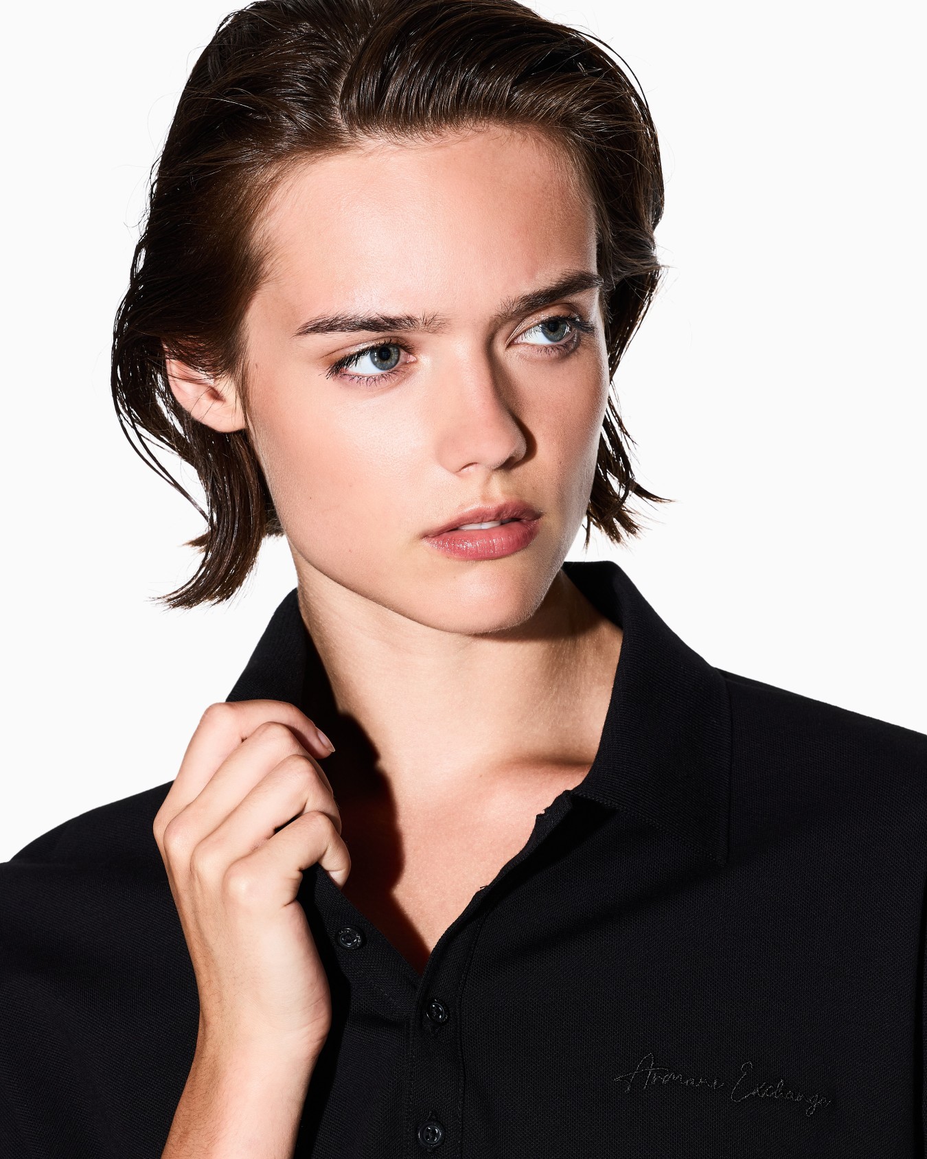 Stretch pique polo shirt with logo Slide 4