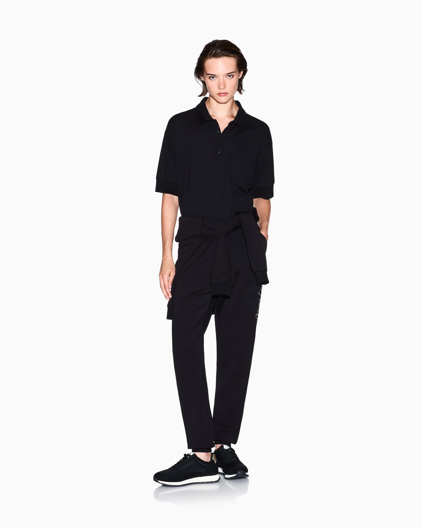 Stretch pique polo shirt with logo Slide 1