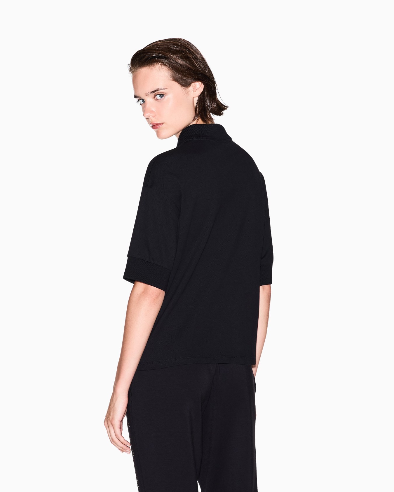 Stretch pique polo shirt with logo Slide 2