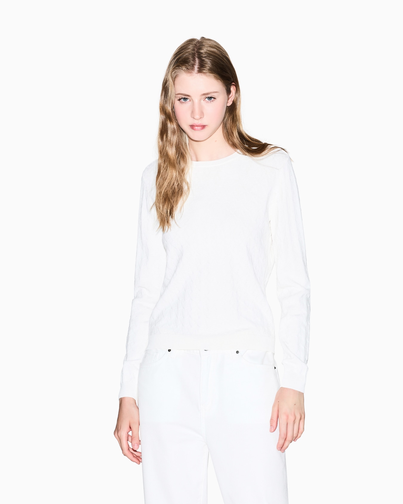 オールオーバーロゴ ラウンドネックニットプルオーバー スライドする 3