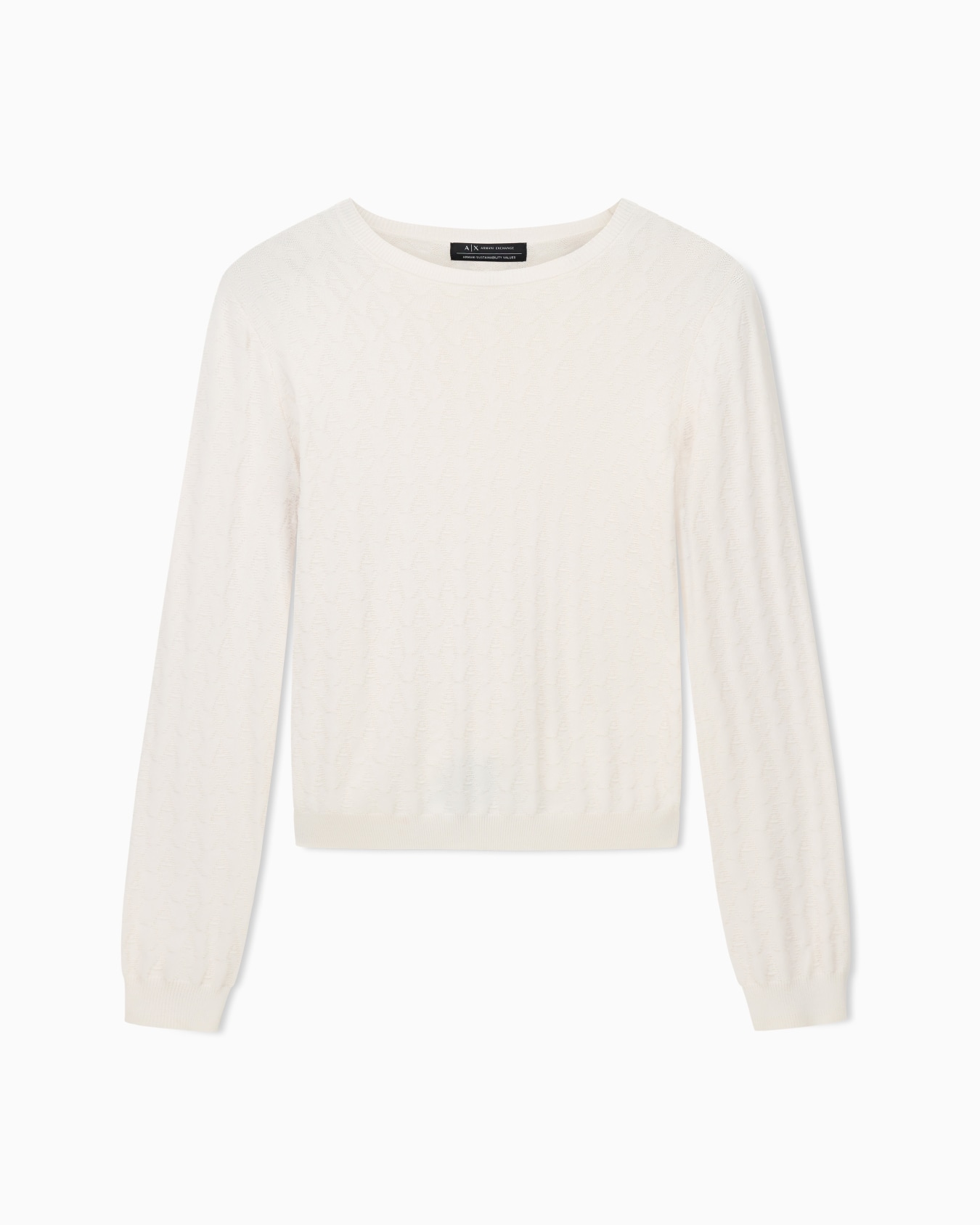 オールオーバーロゴ ラウンドネックニットプルオーバー スライドする 0