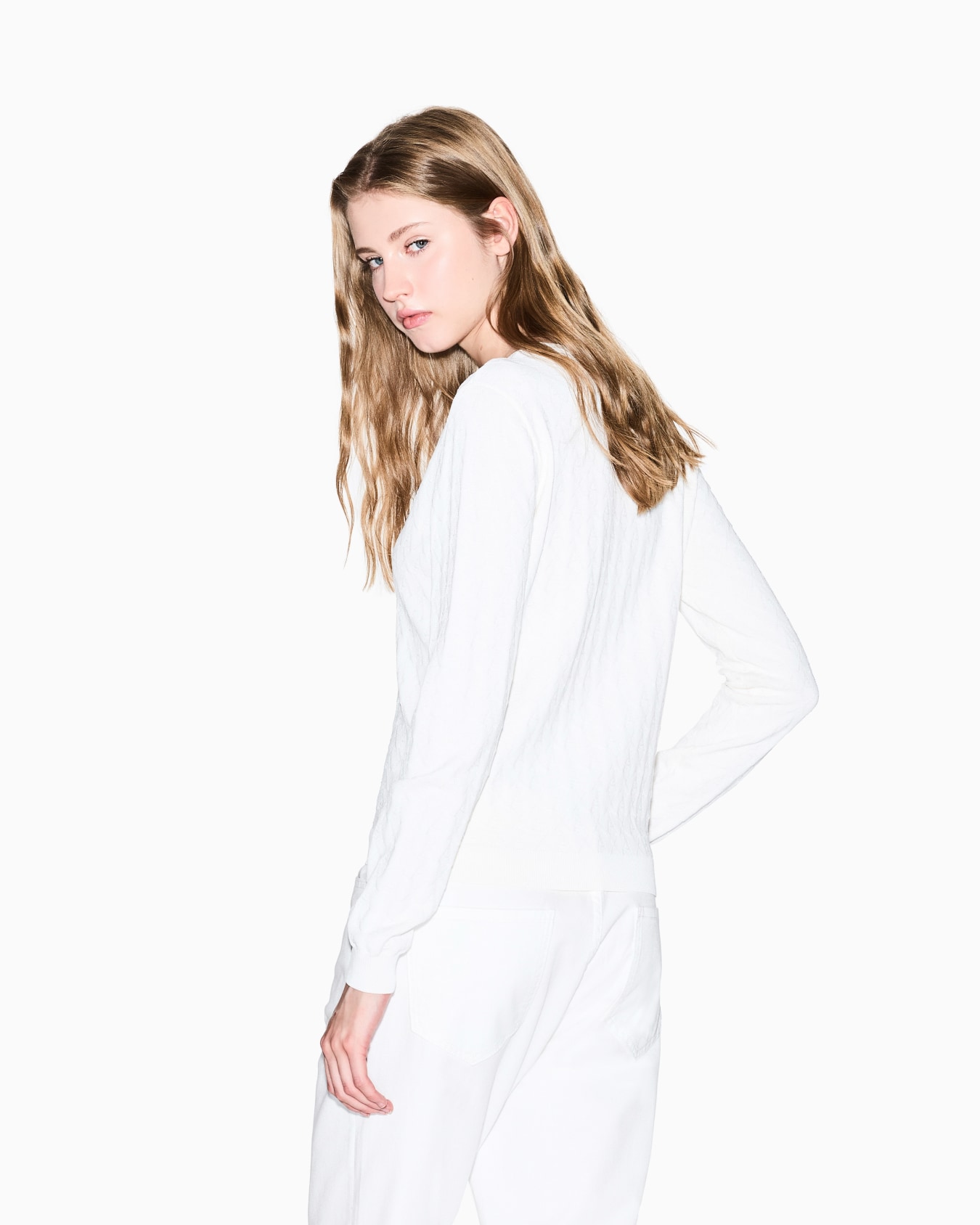 オールオーバーロゴ ラウンドネックニットプルオーバー スライドする 2