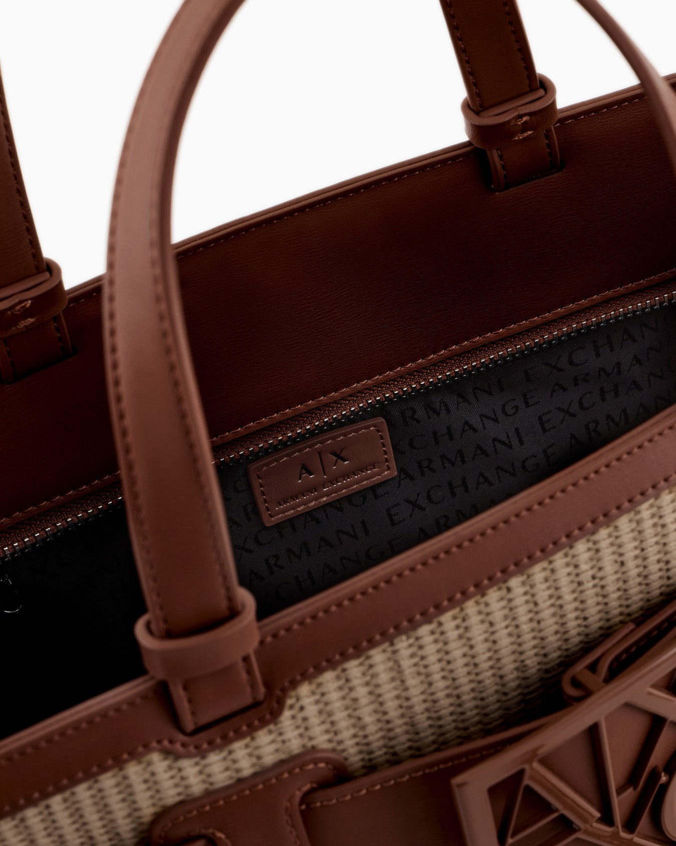 Woven fabric handbag with logo Slide 3