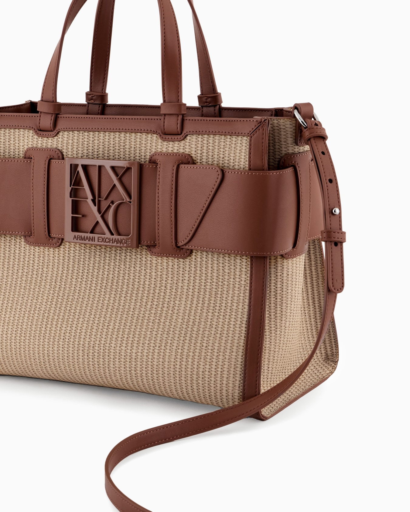 Woven fabric handbag with logo Slide 4