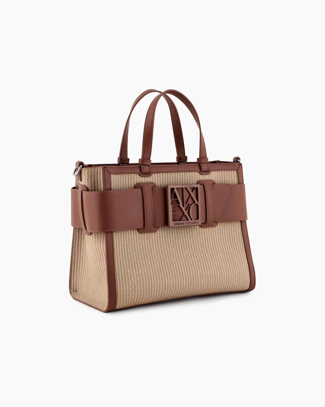 Woven fabric handbag with logo Slide 1