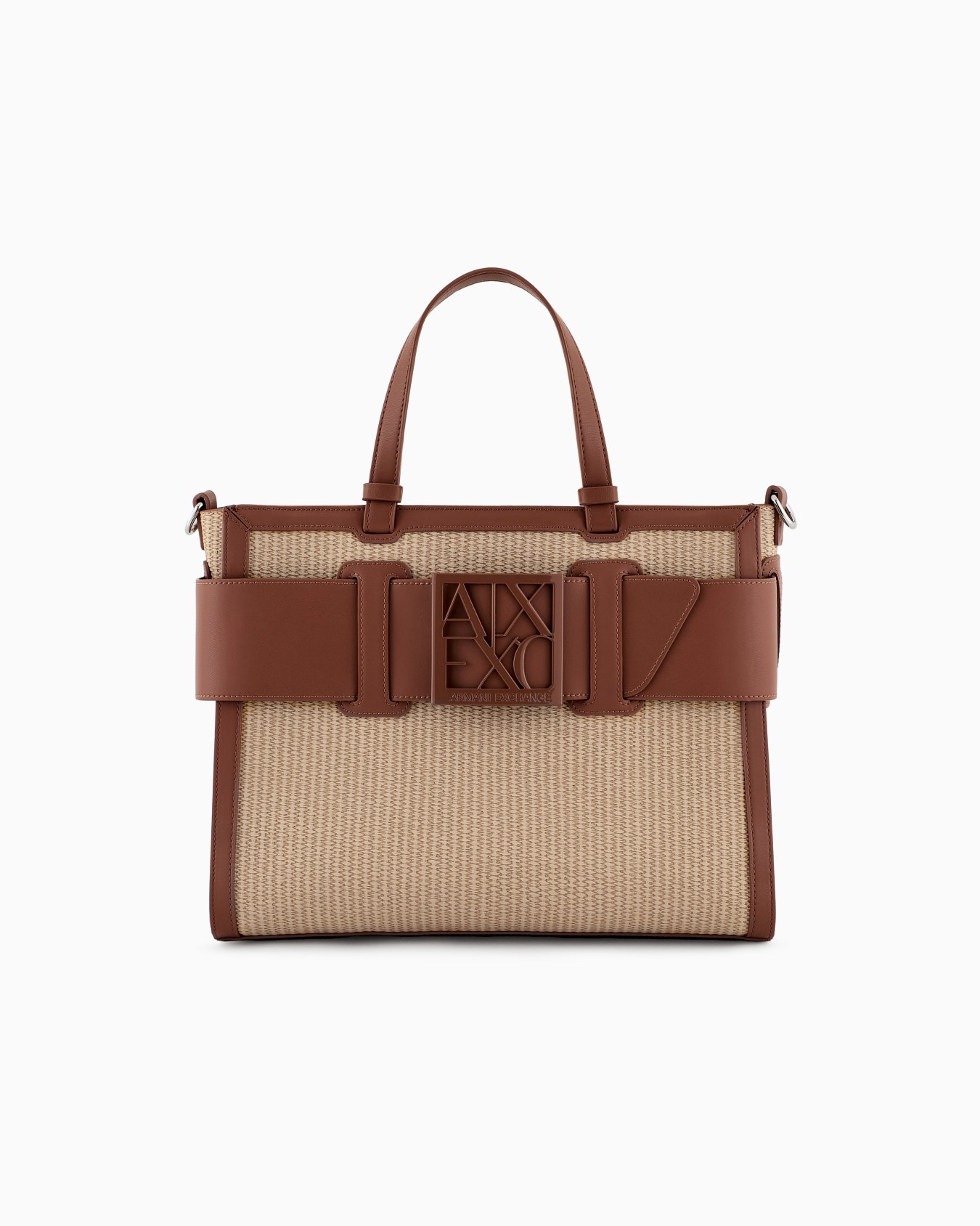 Woven fabric handbag with logo Slide 0