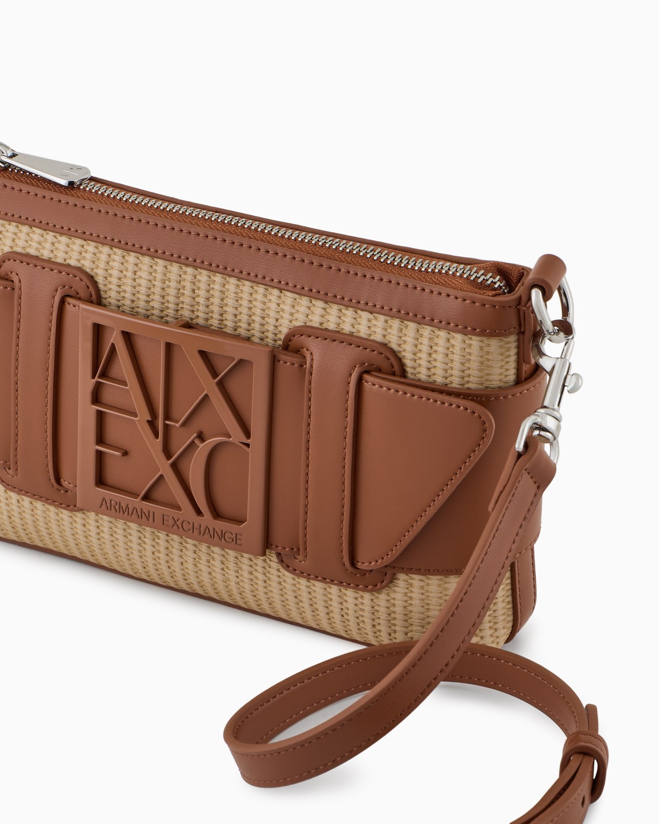 Woven fabric shoulder bag with logo Slide 4