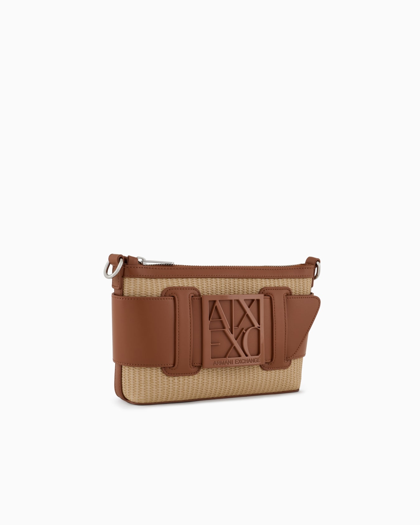 Woven fabric shoulder bag with logo Slide 1
