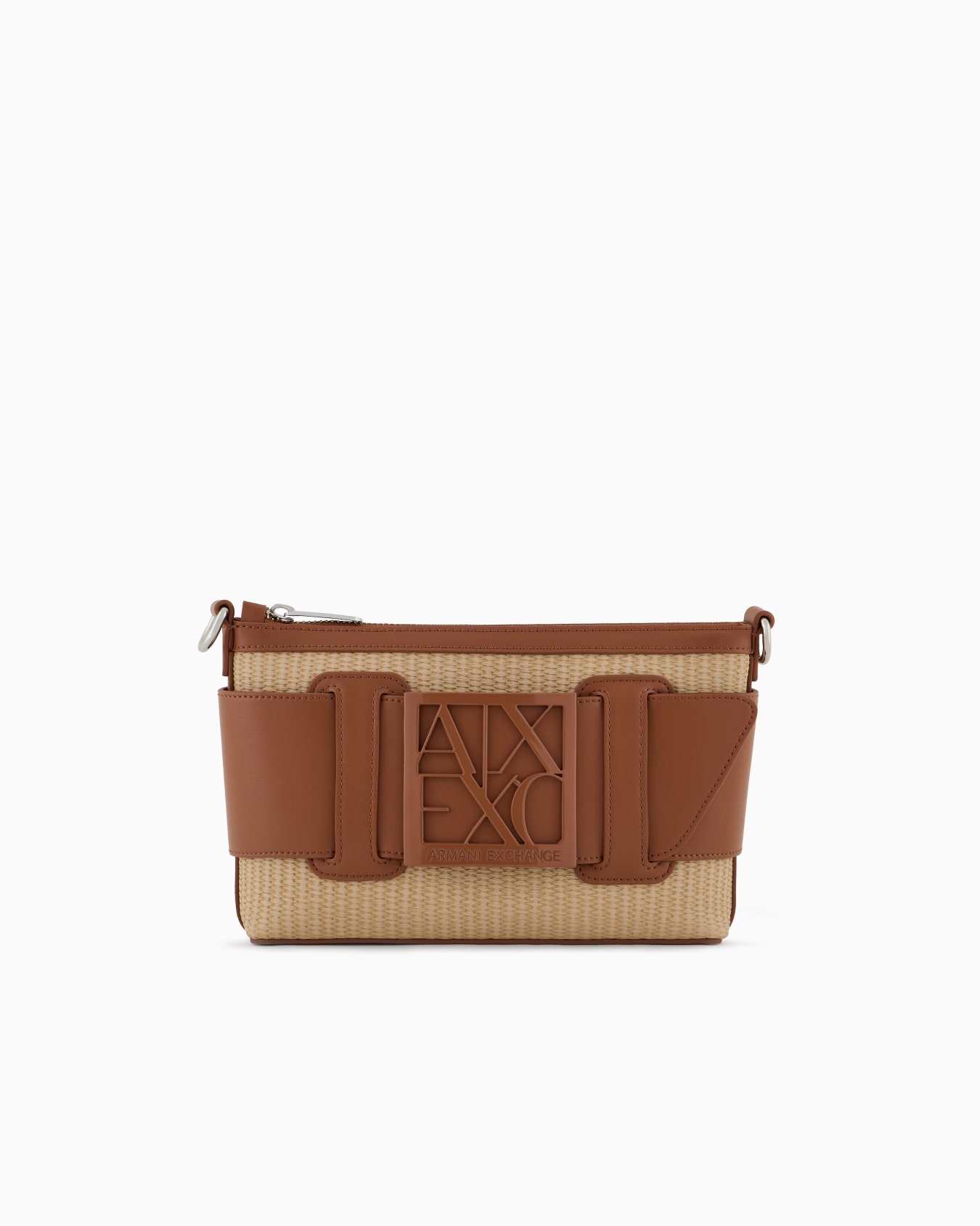 Woven fabric shoulder bag with logo Slide 0