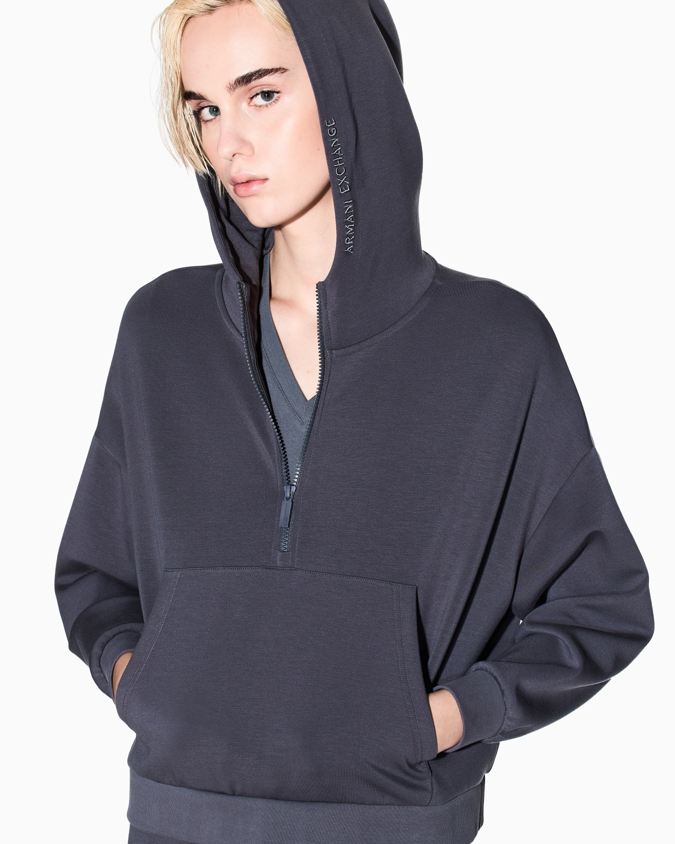 Kapuzenpullover mit halbem Reißverschluss Folie 4
