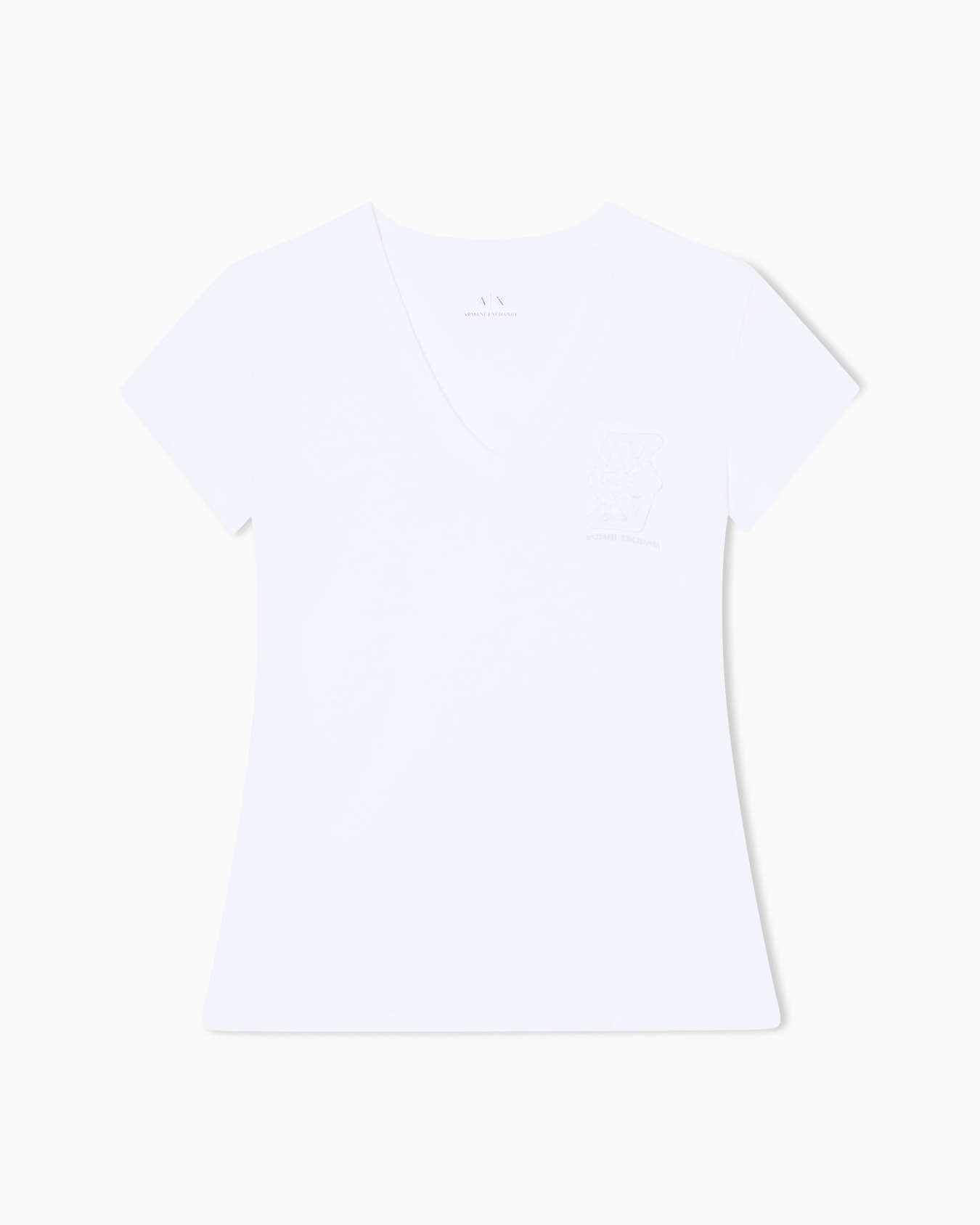 V-neck T-shirt with metal logo Slide 0