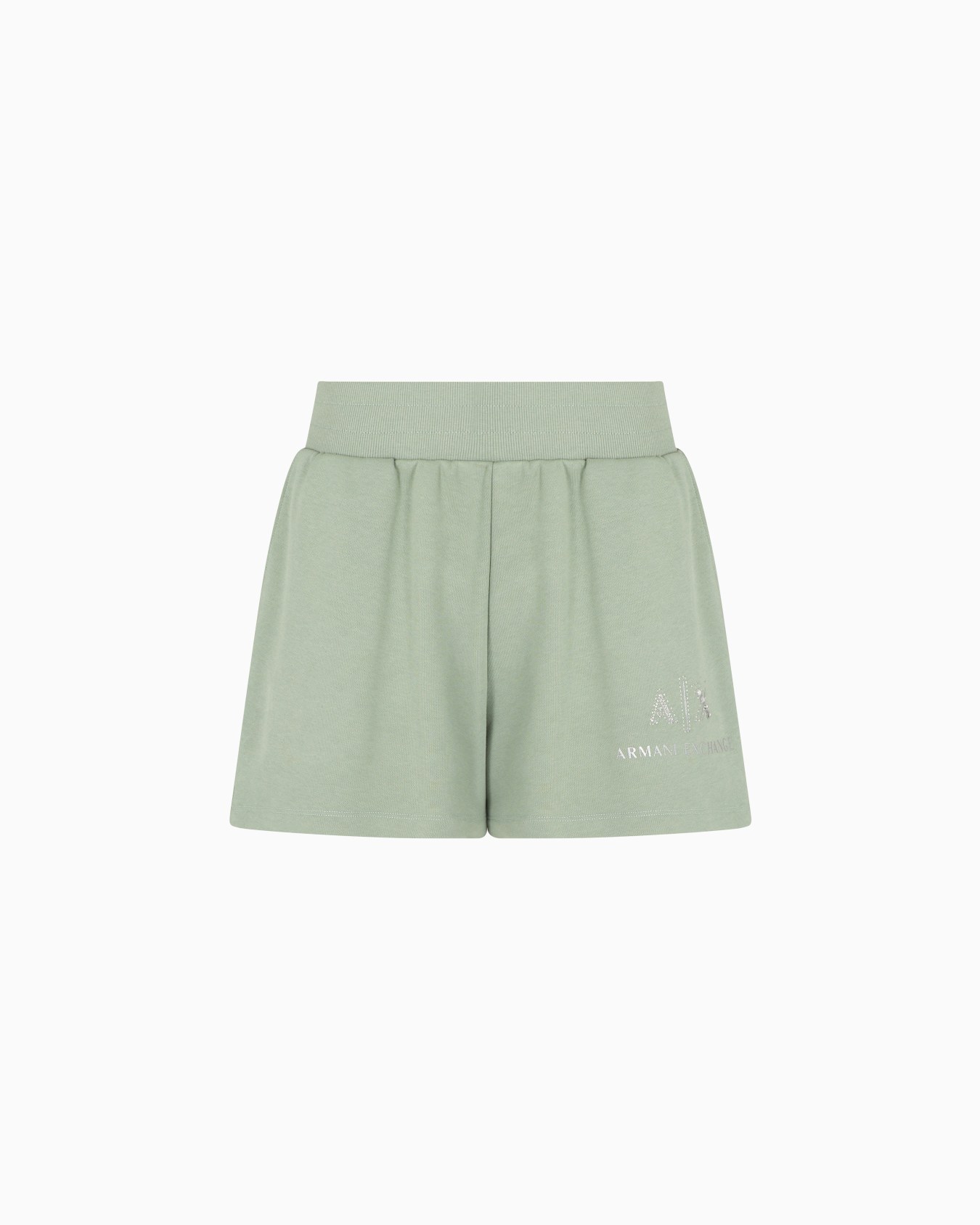 Sweatshirt shorts with logo and rhinestones Slide 0