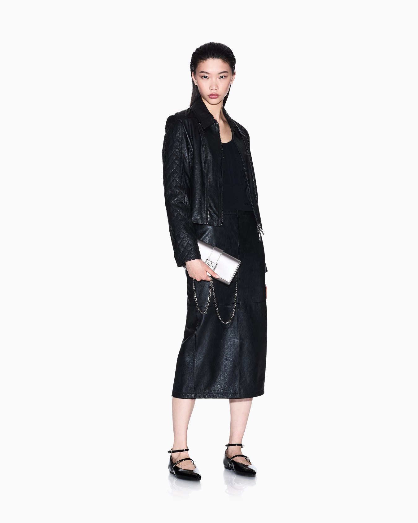 LEATHER MIDI SKIRT Slide 1