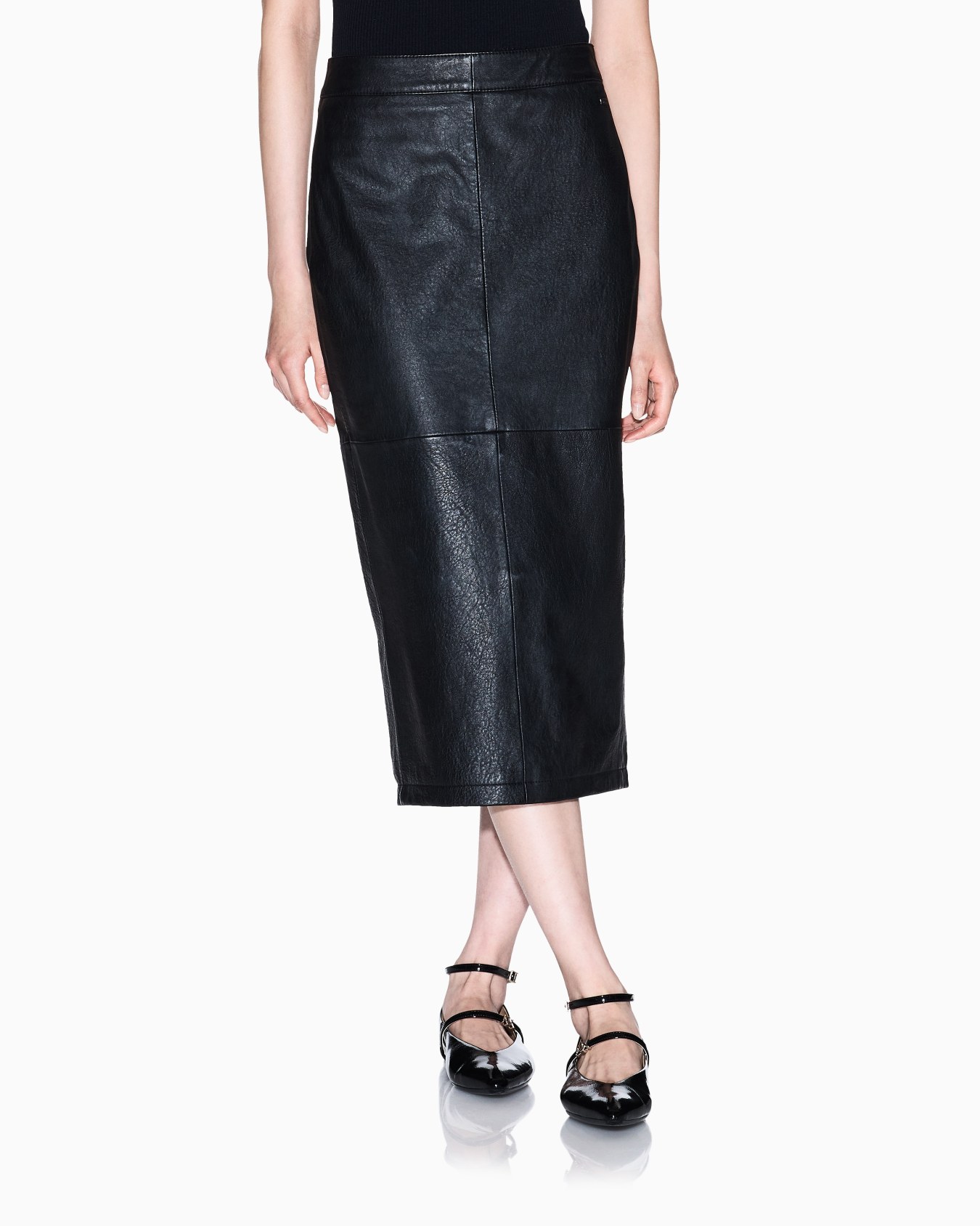 LEATHER MIDI SKIRT Slide 3