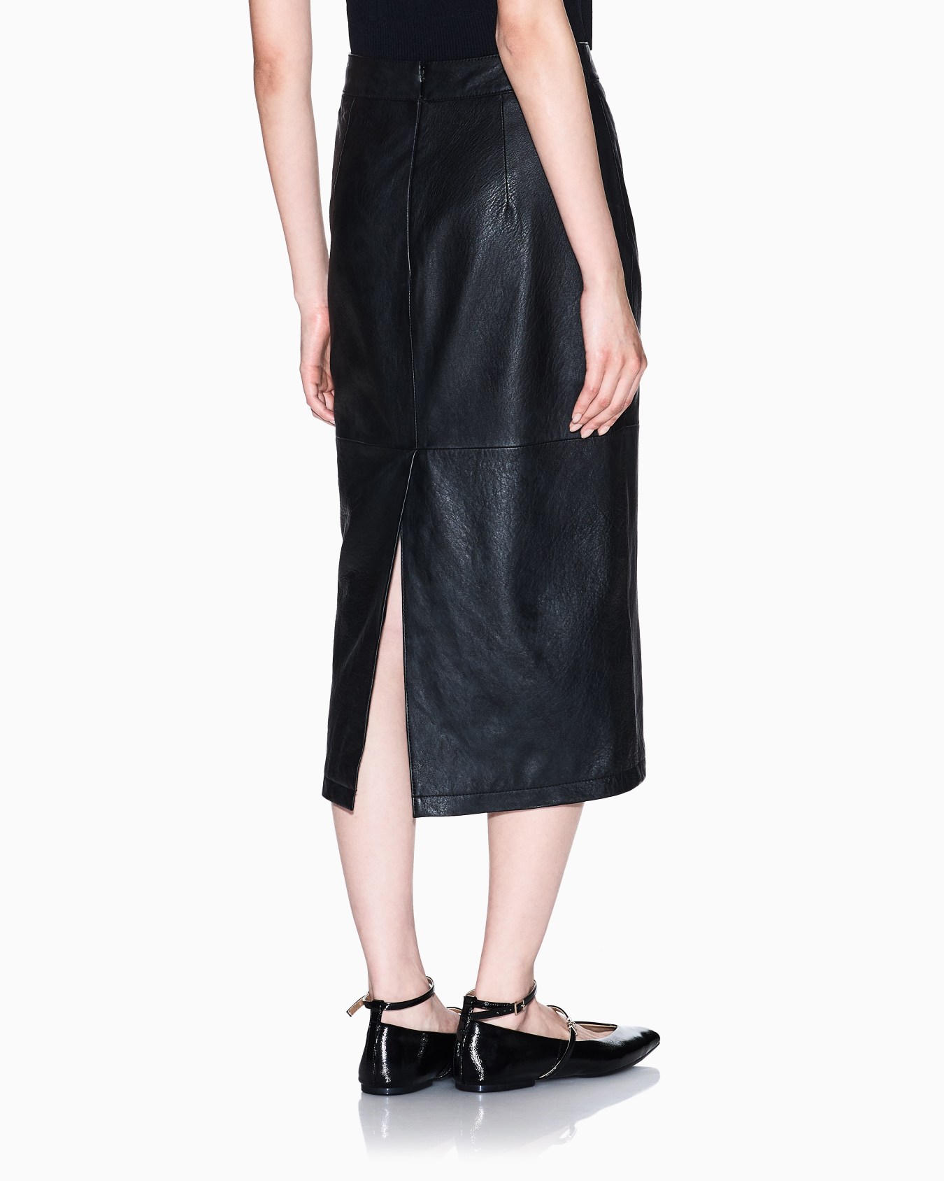 LEATHER MIDI SKIRT Slide 2
