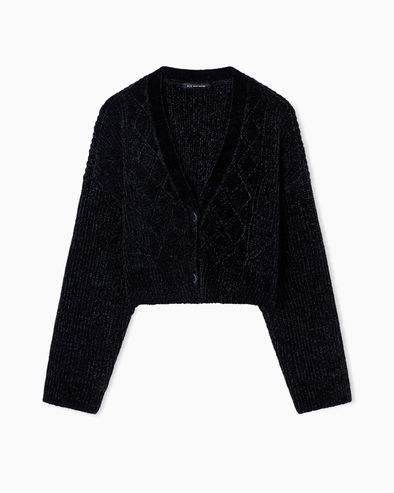 CROPPED RIBBED BUTTON CLOSURE CARDIGAN Slide 0