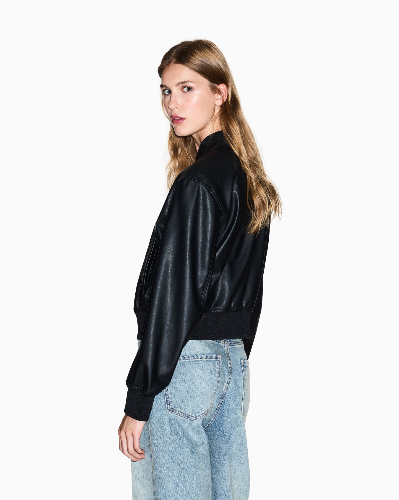 Faux leather bomber jacket Slide 5