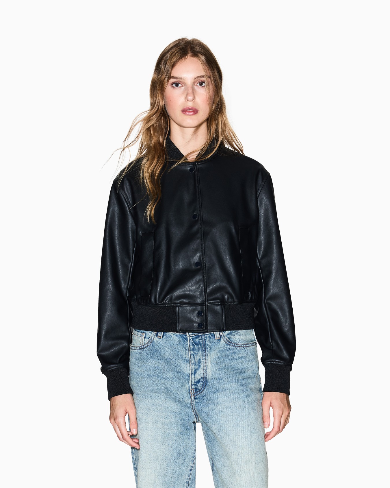 Faux leather bomber jacket Slide 3