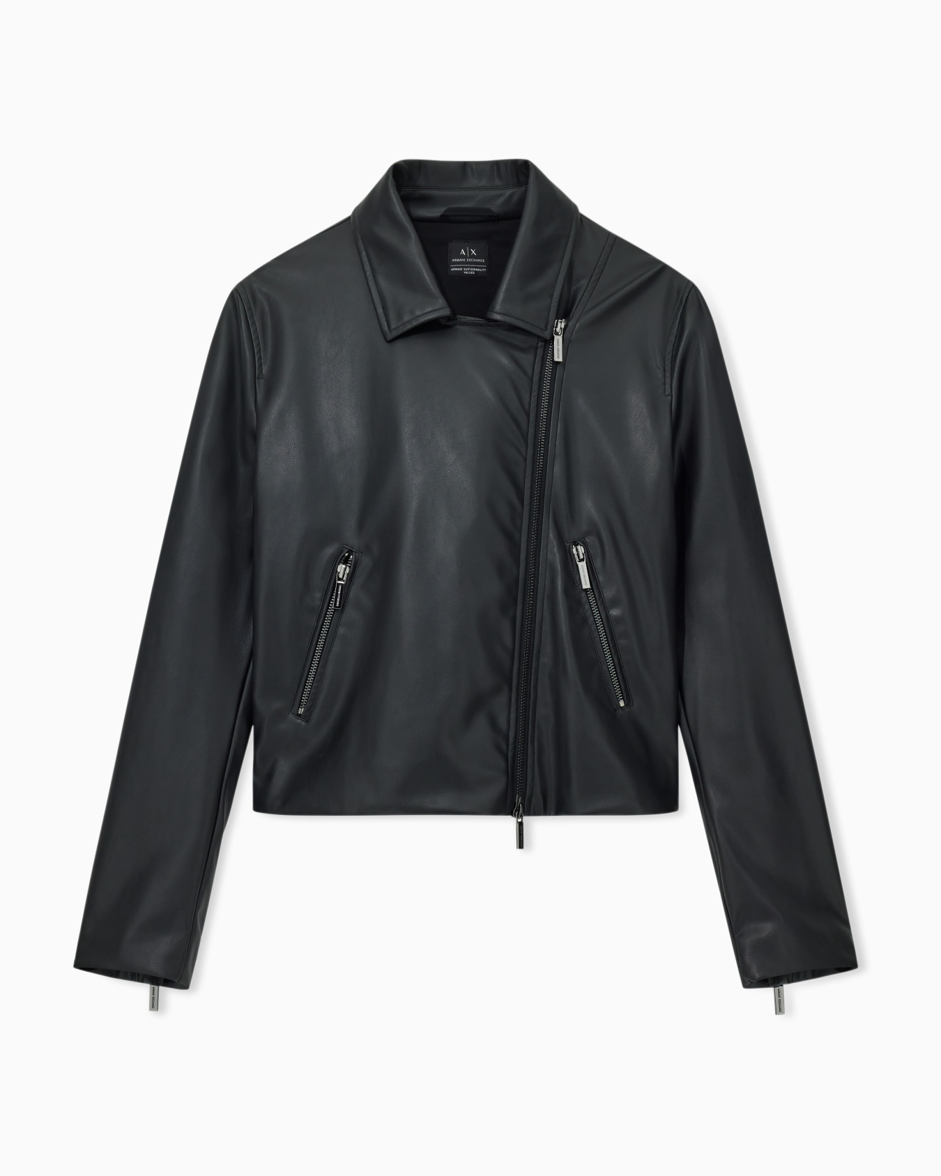 BLACK ASYMMETRICAL ZIP UP JACKET 슬라이드 0