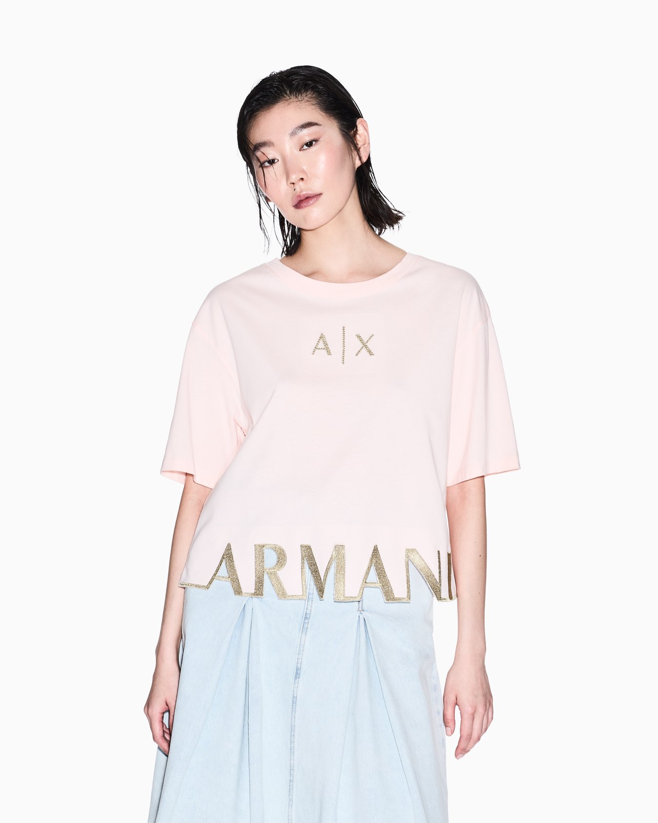 Cropped T-shirt with logo profile Slide 3