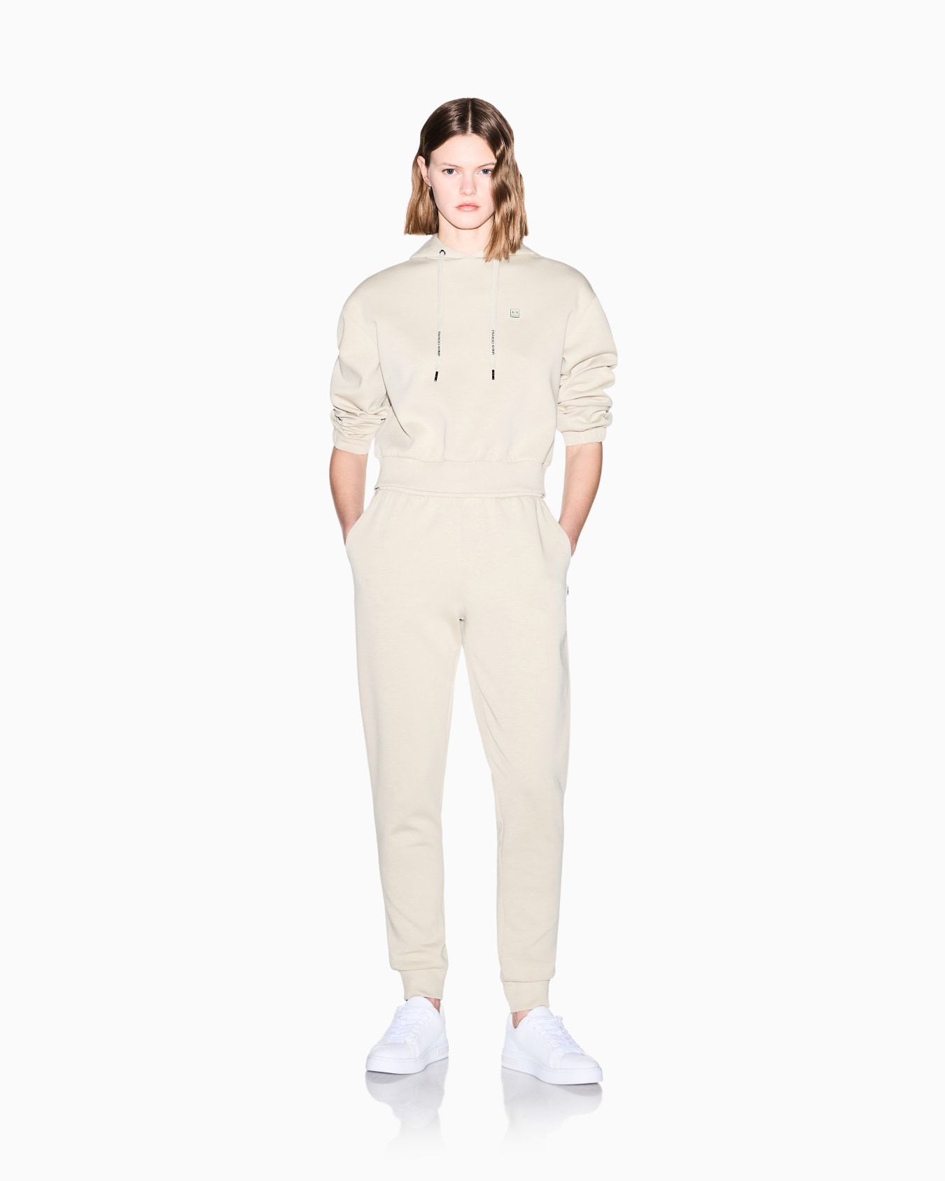 Sports trousers in bi-material stretch cotton Slide 1