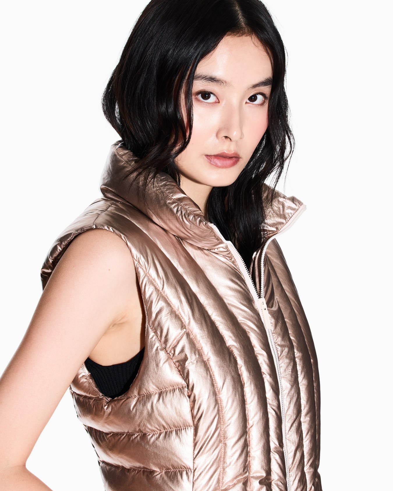 Down vests in technical fabric Slide 4