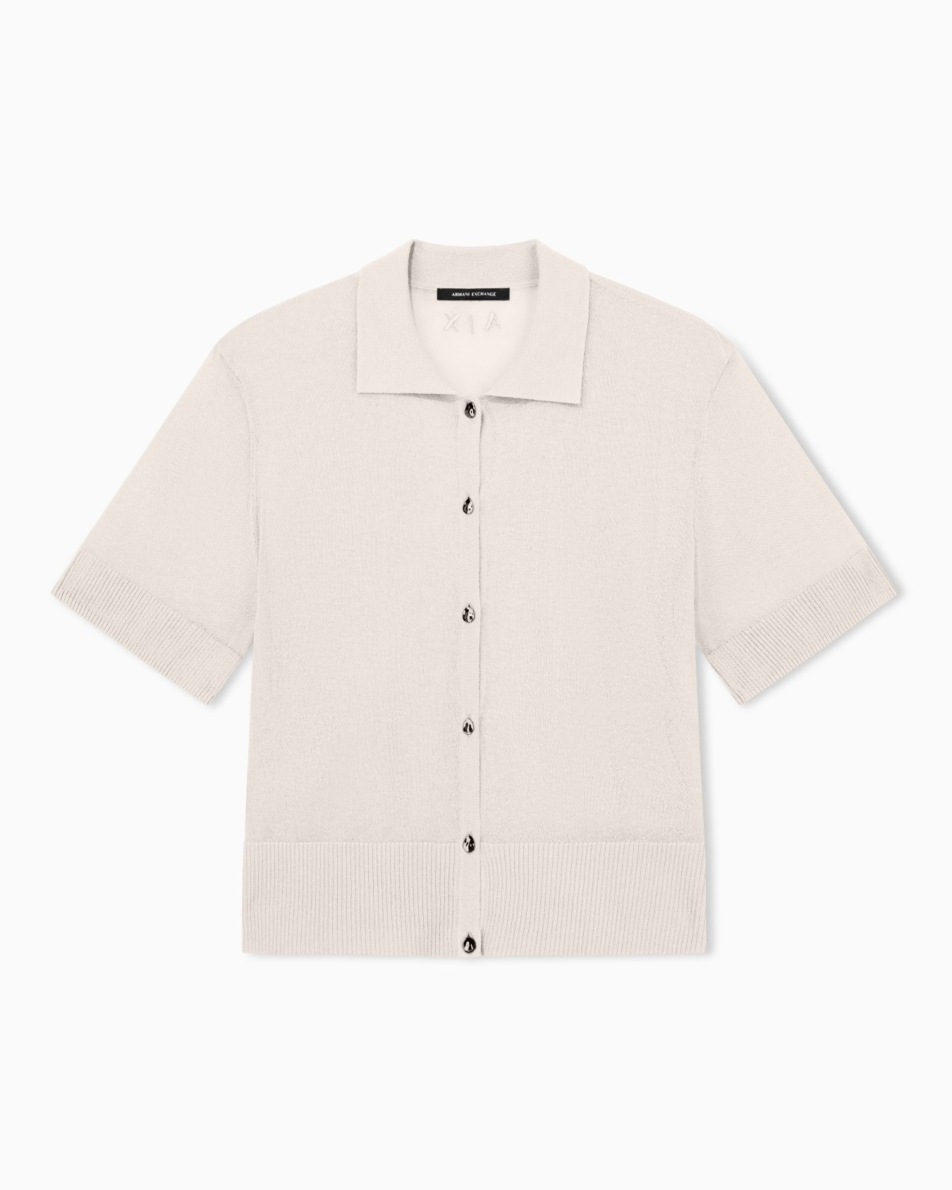 Short-sleeved linen blend cardigan Slide 0