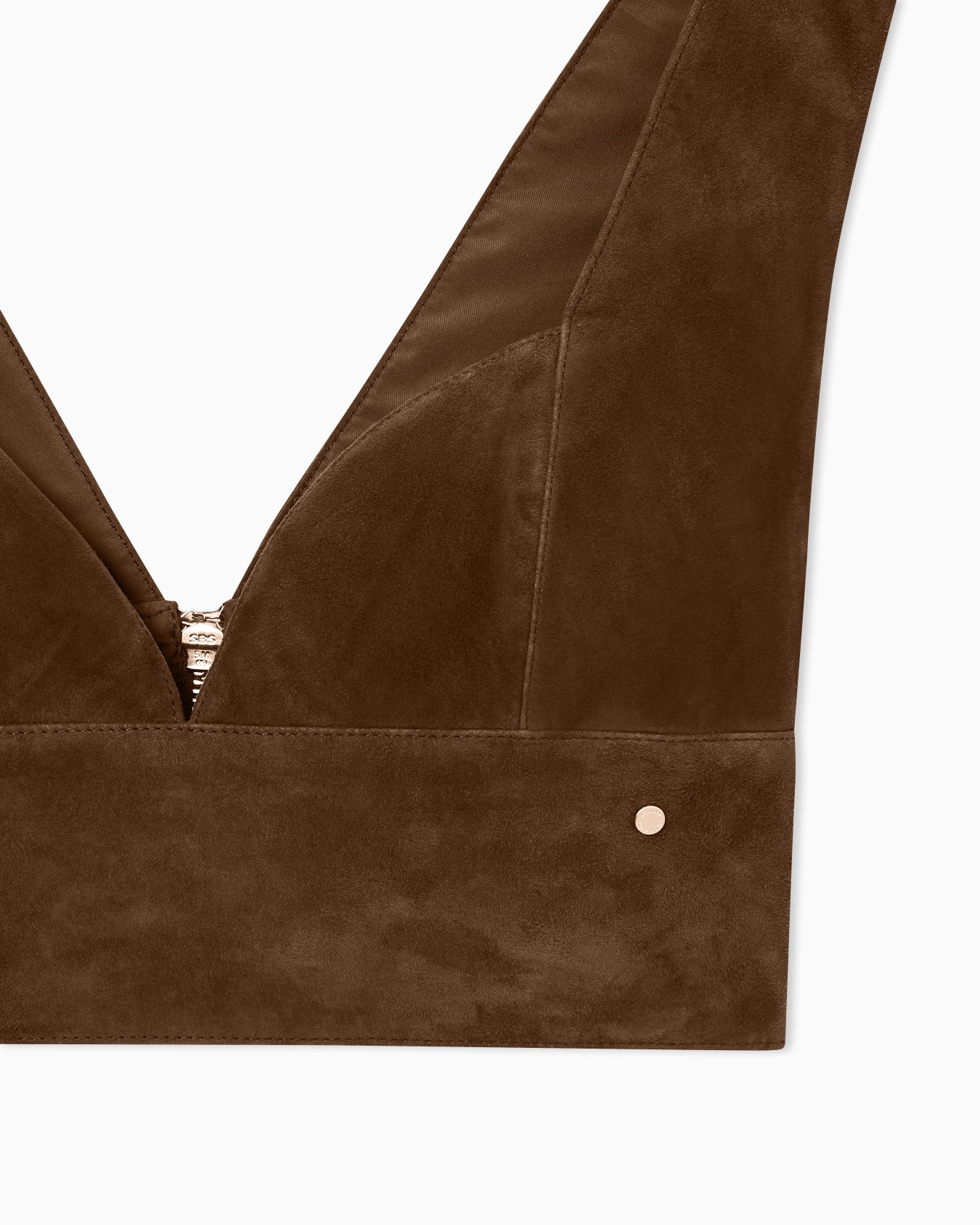 Top de piel de ante con cremallera Diapositiva 3