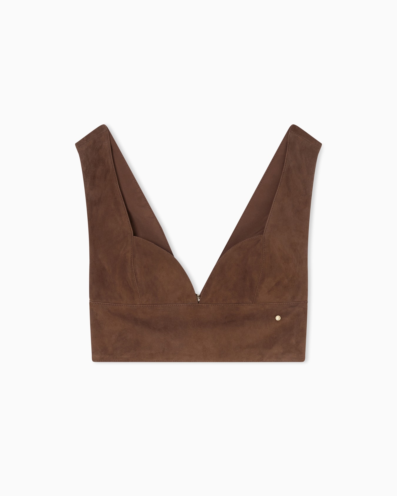 Top de piel de ante con cremallera Diapositiva 0