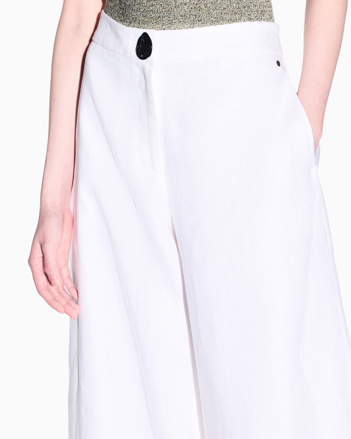 リネンツイル ワイドパンツ スライドする 6