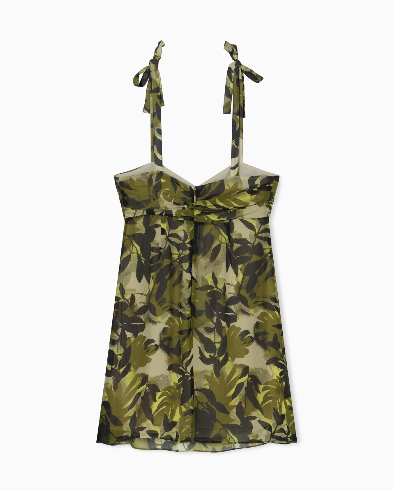 Short Ruffle and Crinkle Print Dress Slide 1