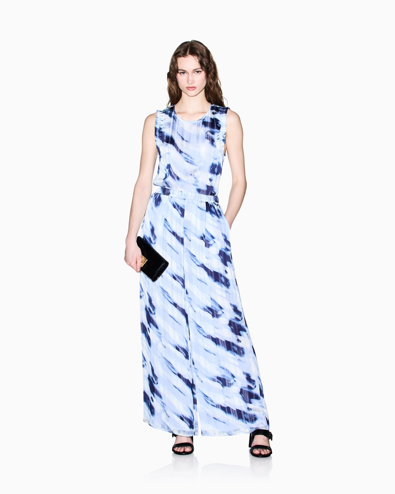 Lightweight Georgette Top with Printed Stripes Slide 1