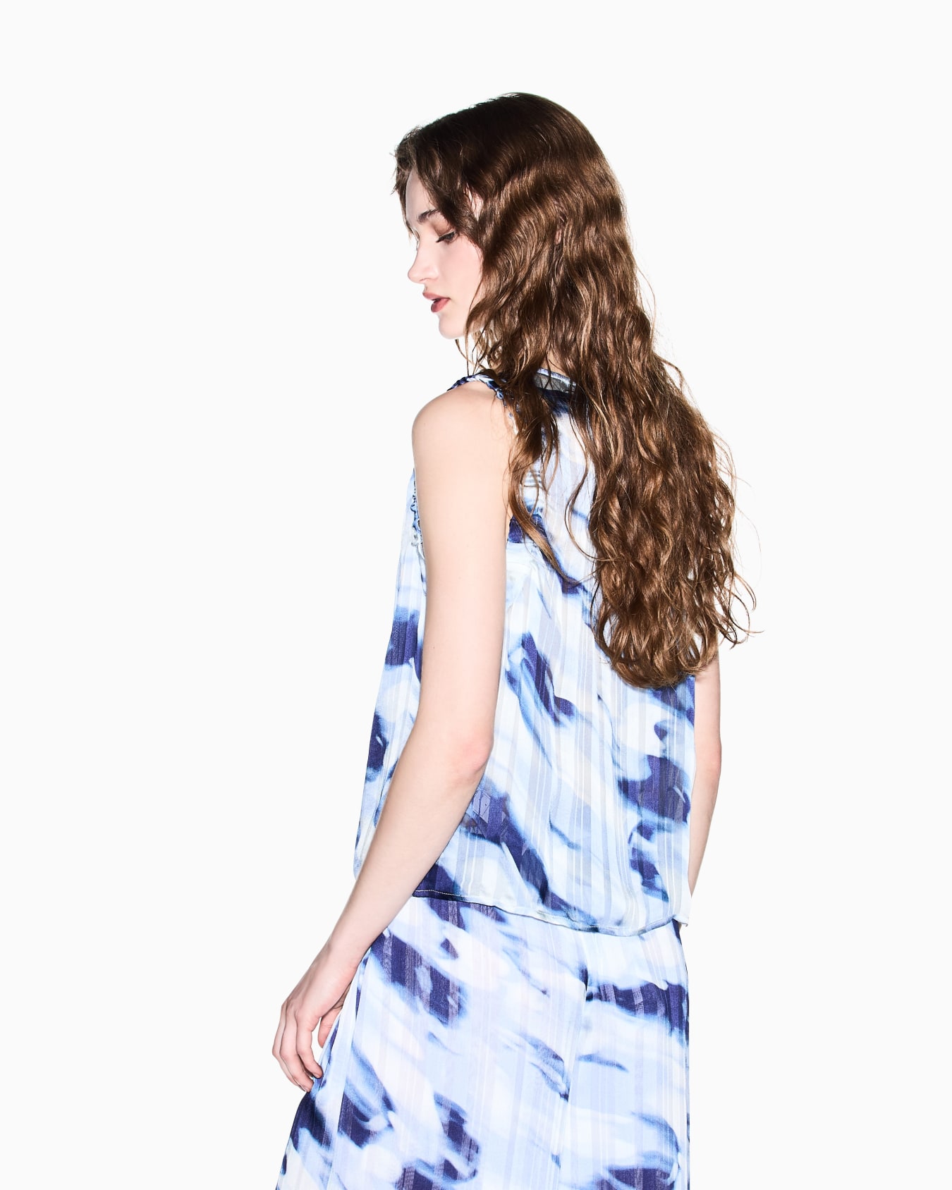 Lightweight Georgette Top with Printed Stripes Slide 2