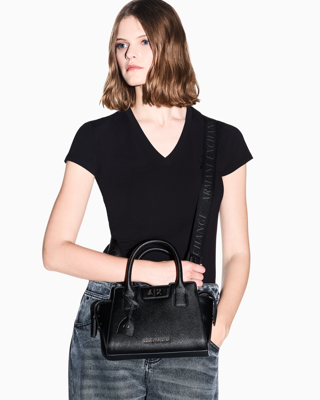 Sac cabas texturé avec poignées et bandoulière amovible Diapositive 7