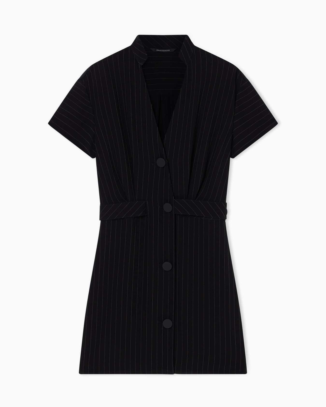 ピンストライプ シャツドレス スライドする 0