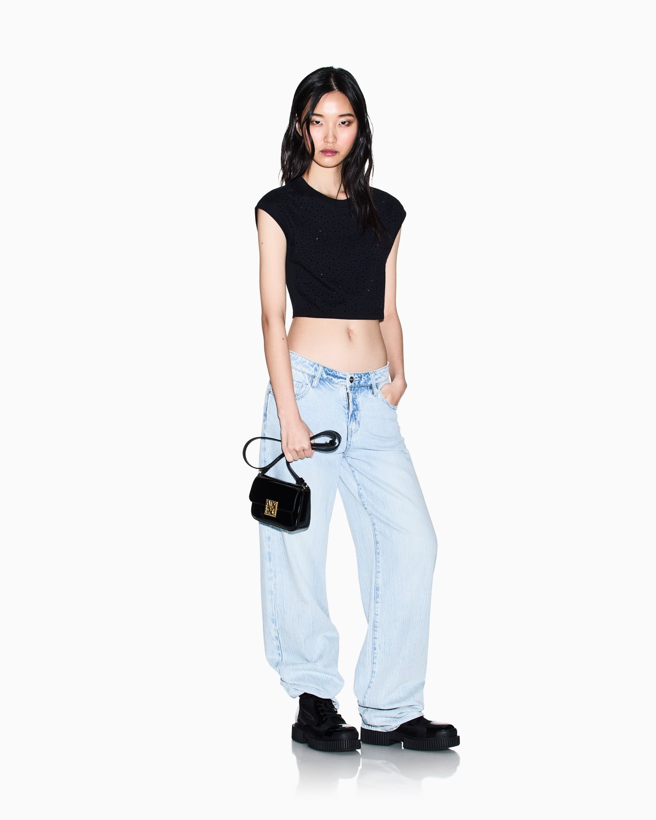 Cropped Cotton T-shirt Slide 1