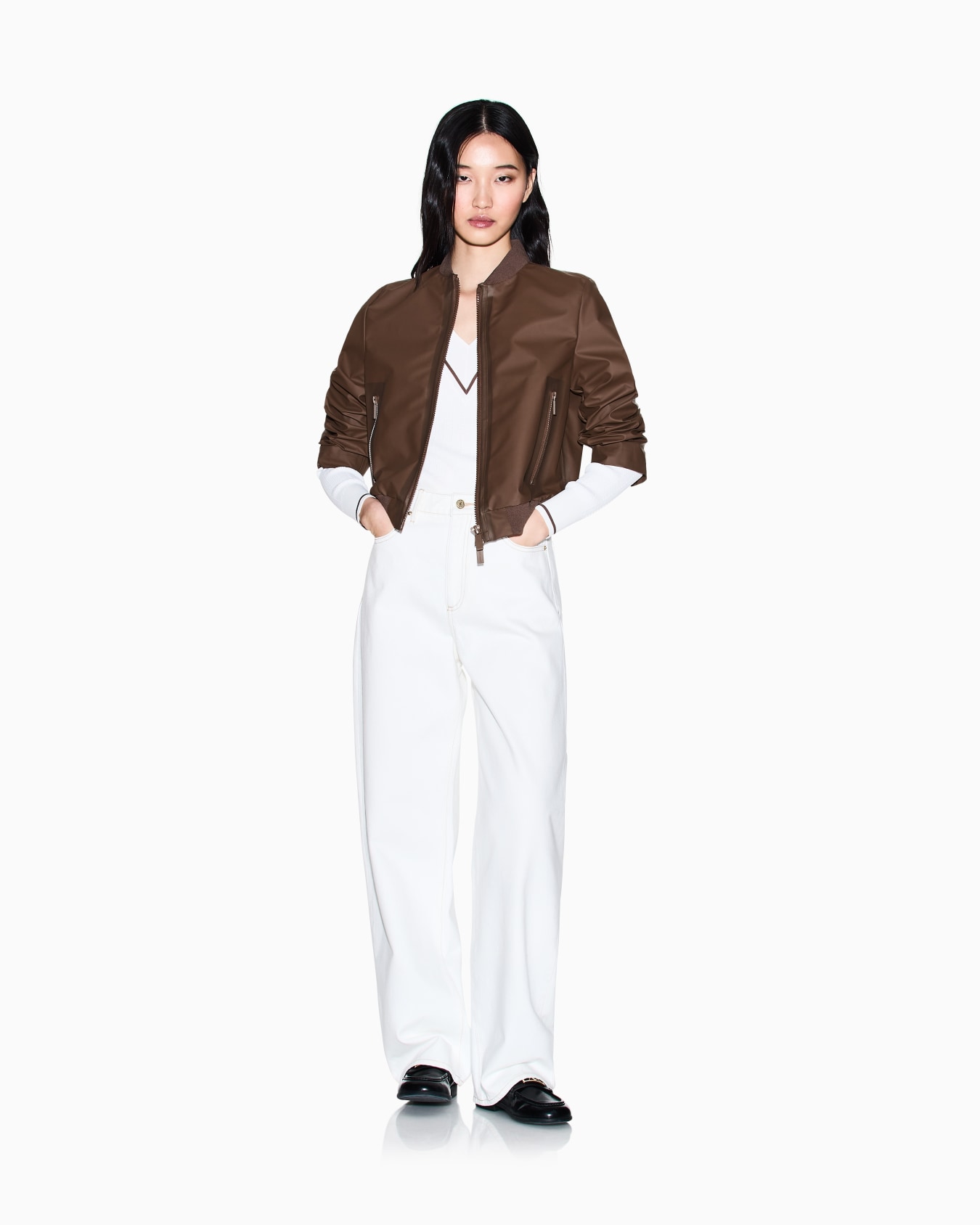 PUコーティングブルゾンジャケット スライドする 1