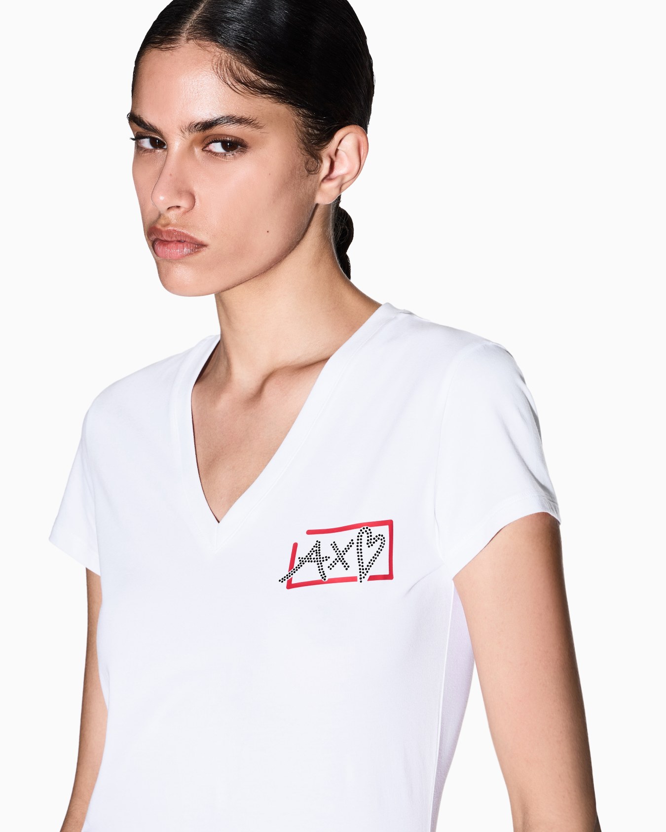 ハートロゴ 半袖VネックTシャツ スライドする 4