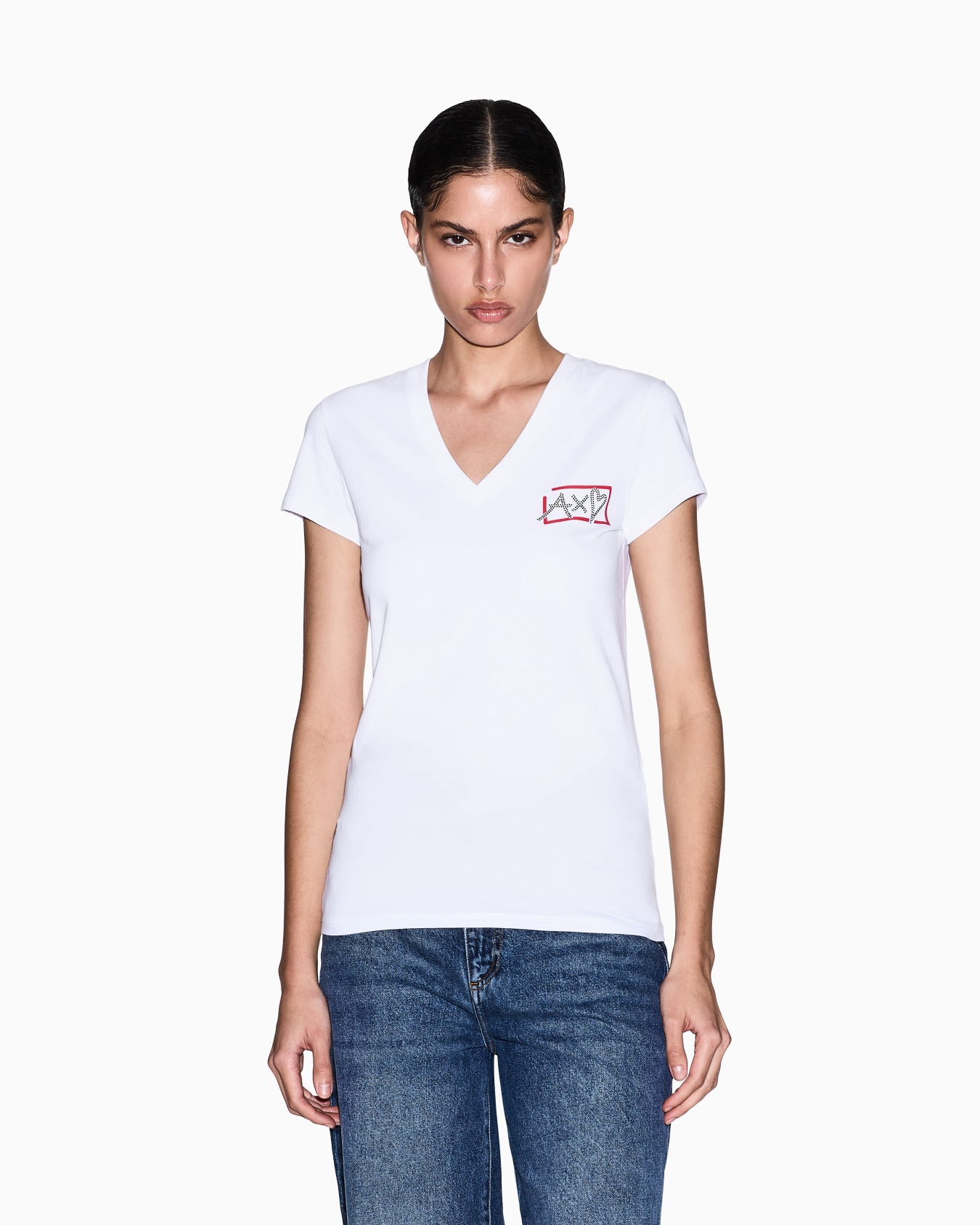 ハートロゴ 半袖VネックTシャツ スライドする 3