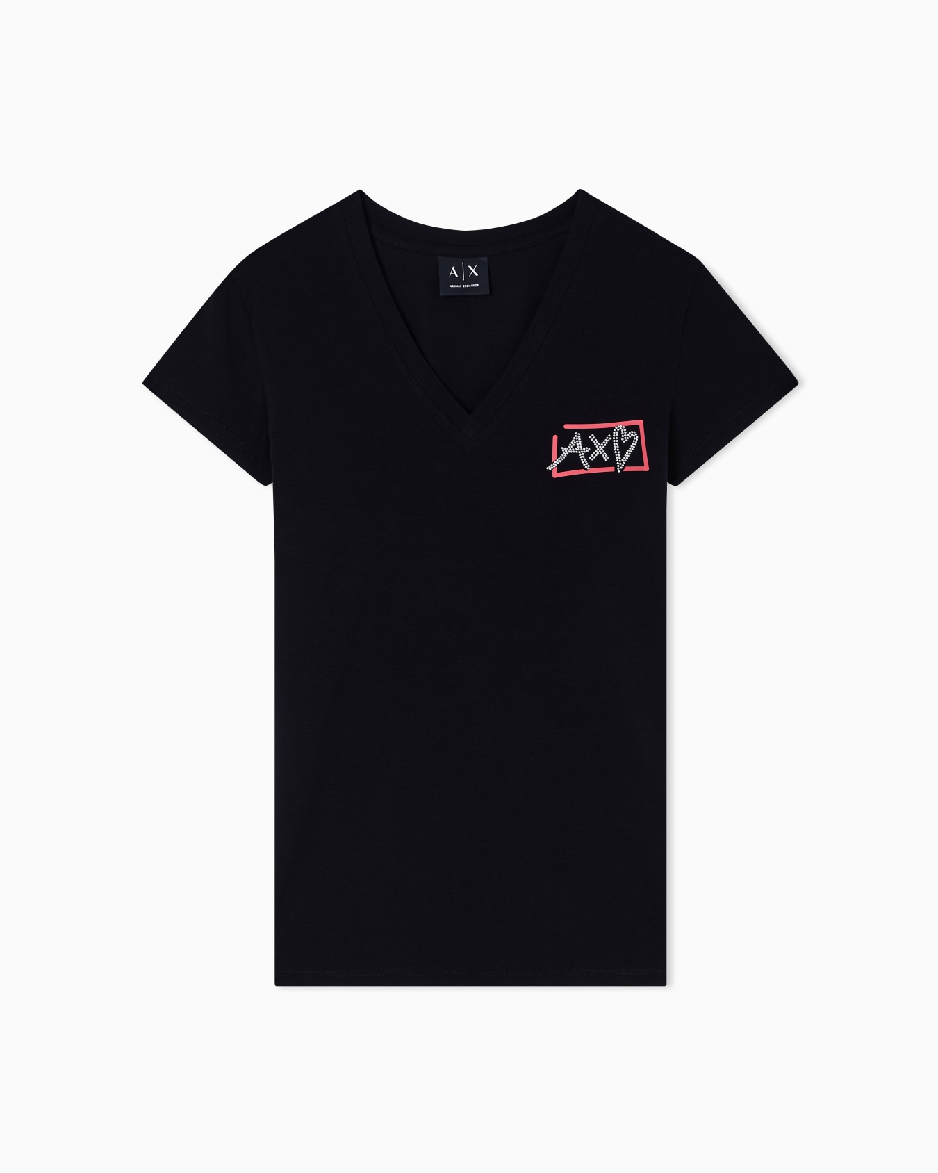 ハートロゴ 半袖VネックTシャツ スライドする 0