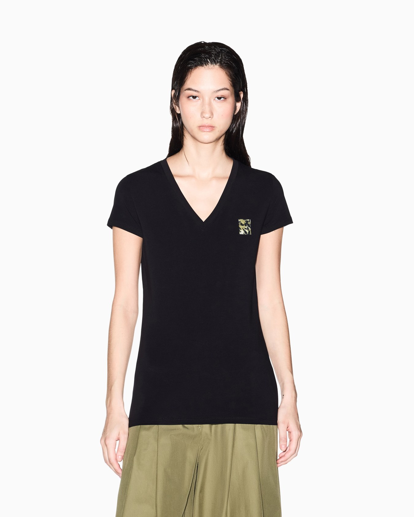 Slim-fit T-shirt in stretch cotton jersey Slide 2
