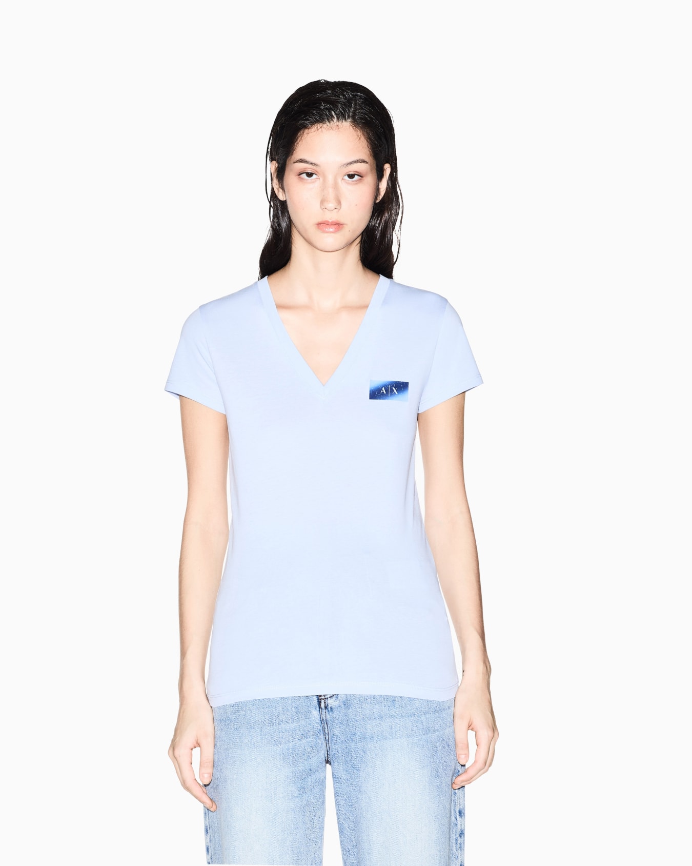 Slim-fit T-shirt in solid-color cotton jersey Slide 2